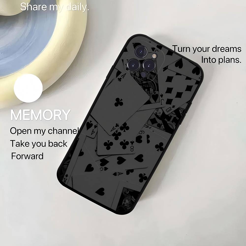 Playing Cards Phone Case For IPhone 17,16,15,14,13,12,11,Pro,Max,Plus,Soft Silicone Black Case