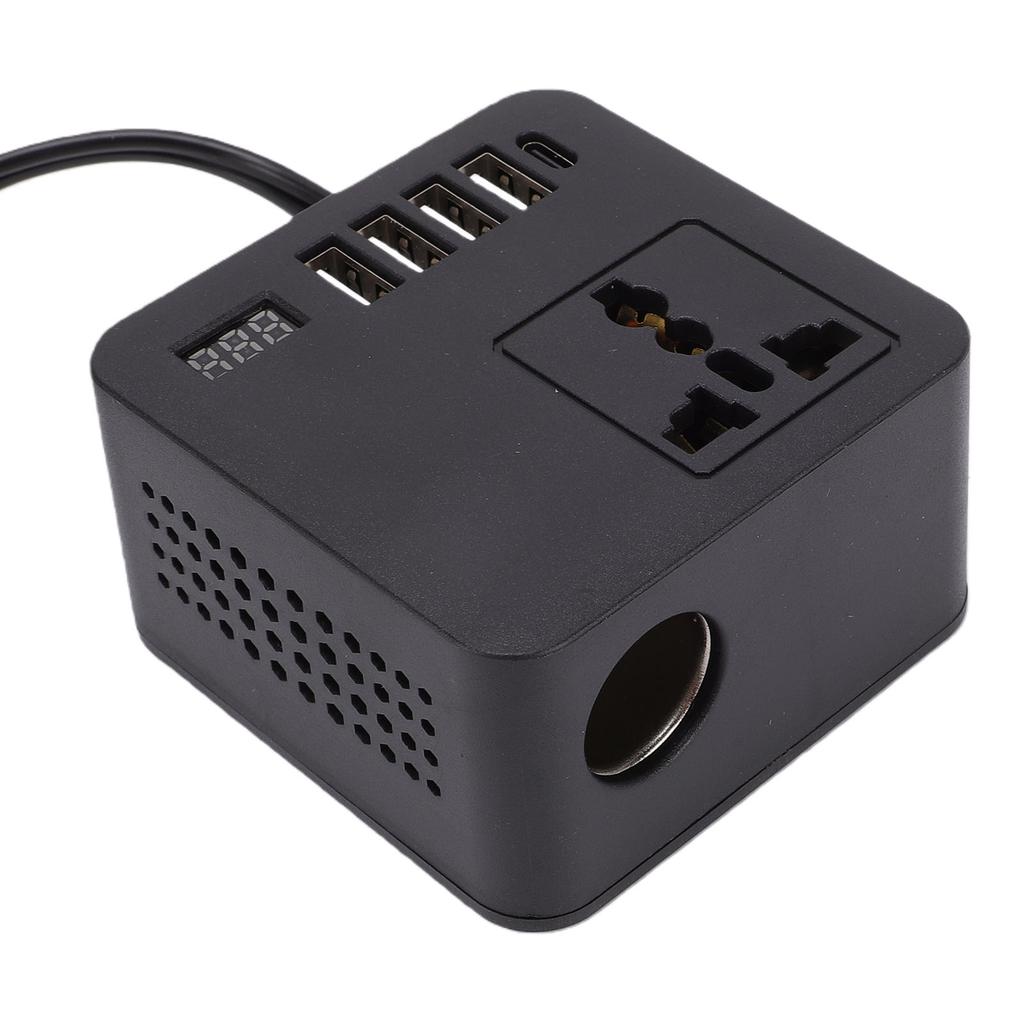 Car Power Inverter 300W Peak with 4 USB 1 Type C Charging Ports LED Voltage Display Car Plug Adapter for Most Vehicle