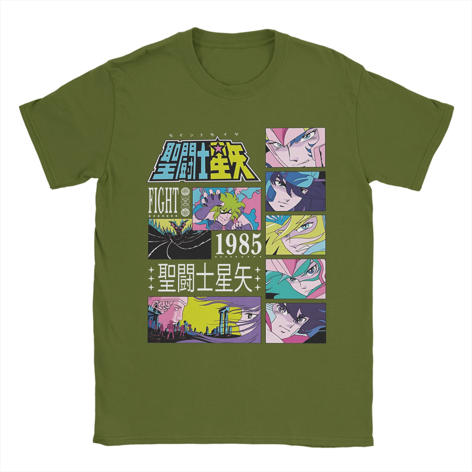 

Men T-Shirts Anime Saints Seiyas Vintage Pure Cotton Tees Short Sleeve T Shirts O Neck Tops Summer 4XL