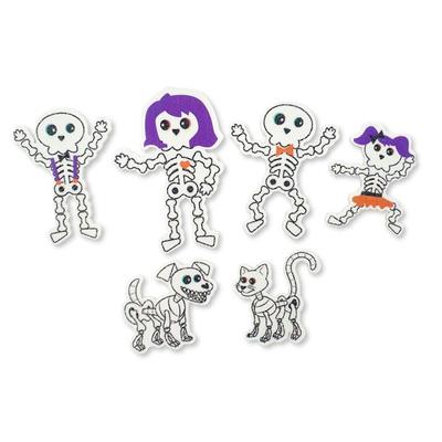 Halloween Glitter Foam Skeleton Family Stickers 12pcs
