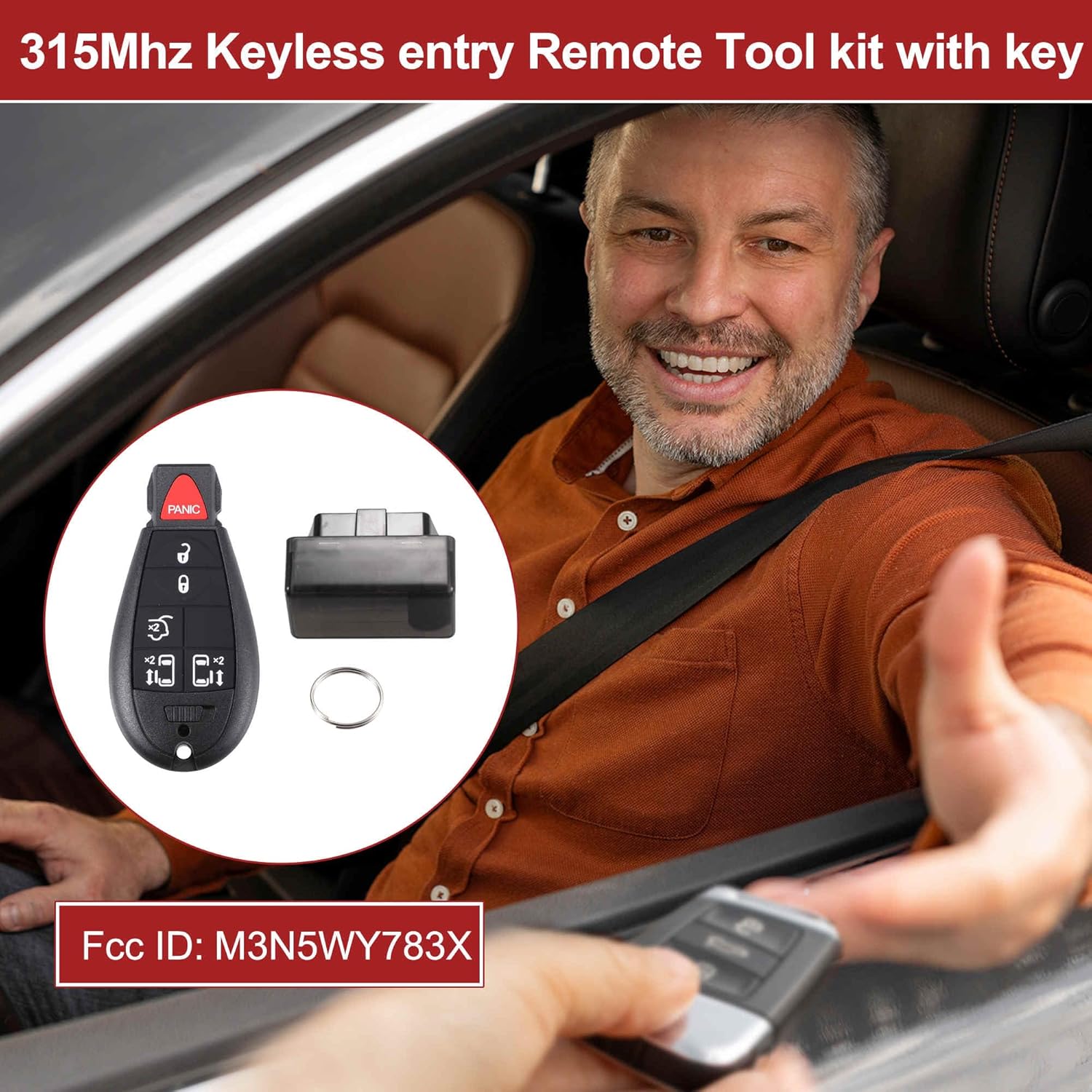 ACROPIX M3N5WY783X Keyless Entry Remote Key Fob for Dodge Grand Caravan Journey Challenger Charger for Jeep 433Mhz Replacement Car Control Key Kit