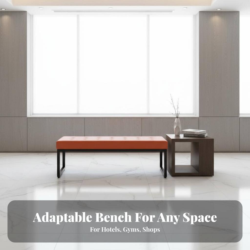 Upholstered Long Bench Light Luxury design Padded Bench with Metal Legs Minimalist Design Thick Comfortable pad for Entryway