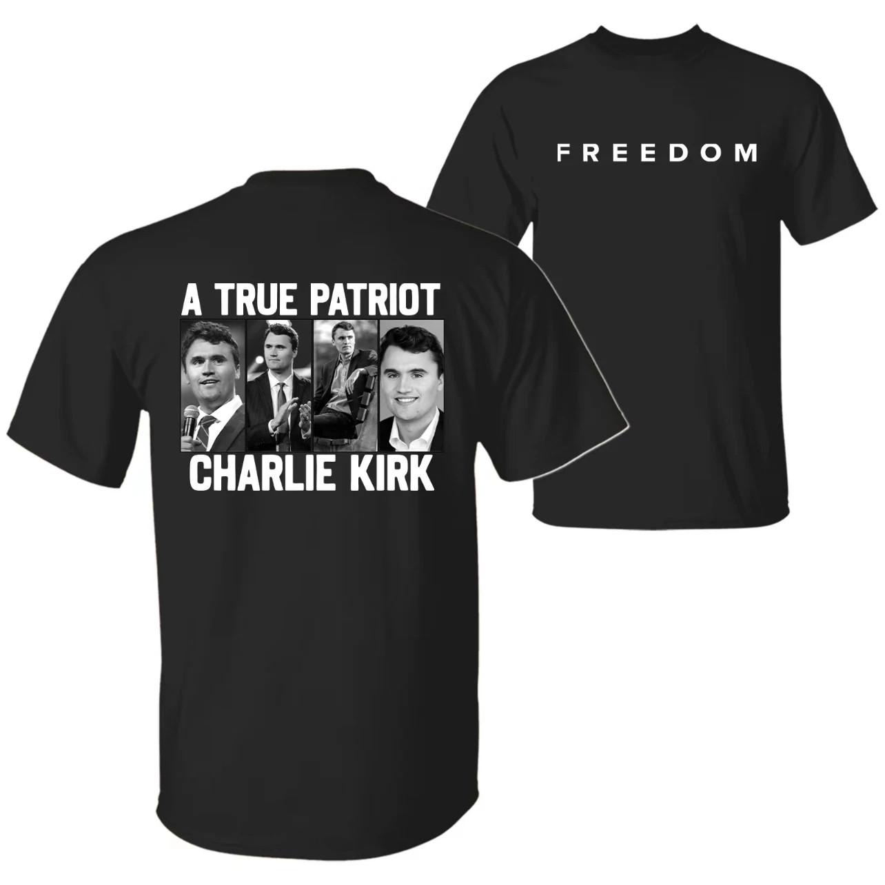 Charlie Kirk Freedom A True American Patriot Memorial 2026 T-Shirt XL