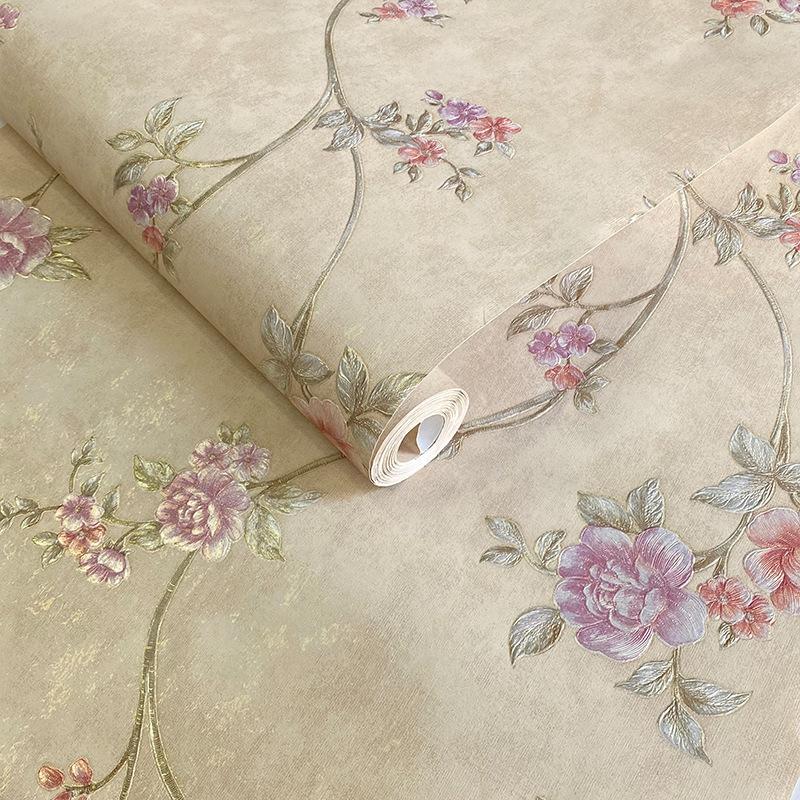 European Small Floral Wallpaper Warm Bedroom Living Room Beauty Salon Tv Background Wall Decoration Vine Flower Wallpaper