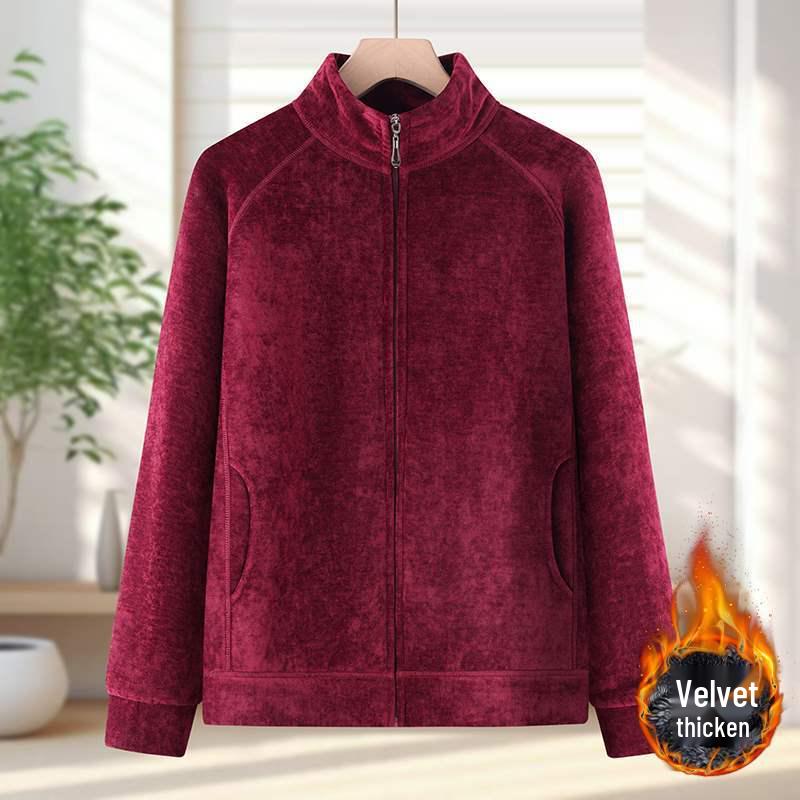 

Women s Thick Fleece Jacket: Warm Autumn/Winter Sports, Mountaineering Shell Liner, Fleece Cardigan. L 85-98 lbs червоний
