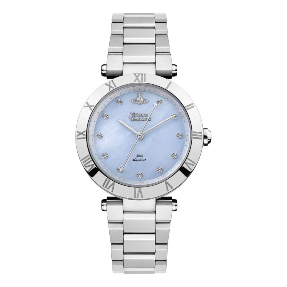 Vivienne Westwood Women s Silver Blue Shell Crystal Bracelet Watch VV206BLSL