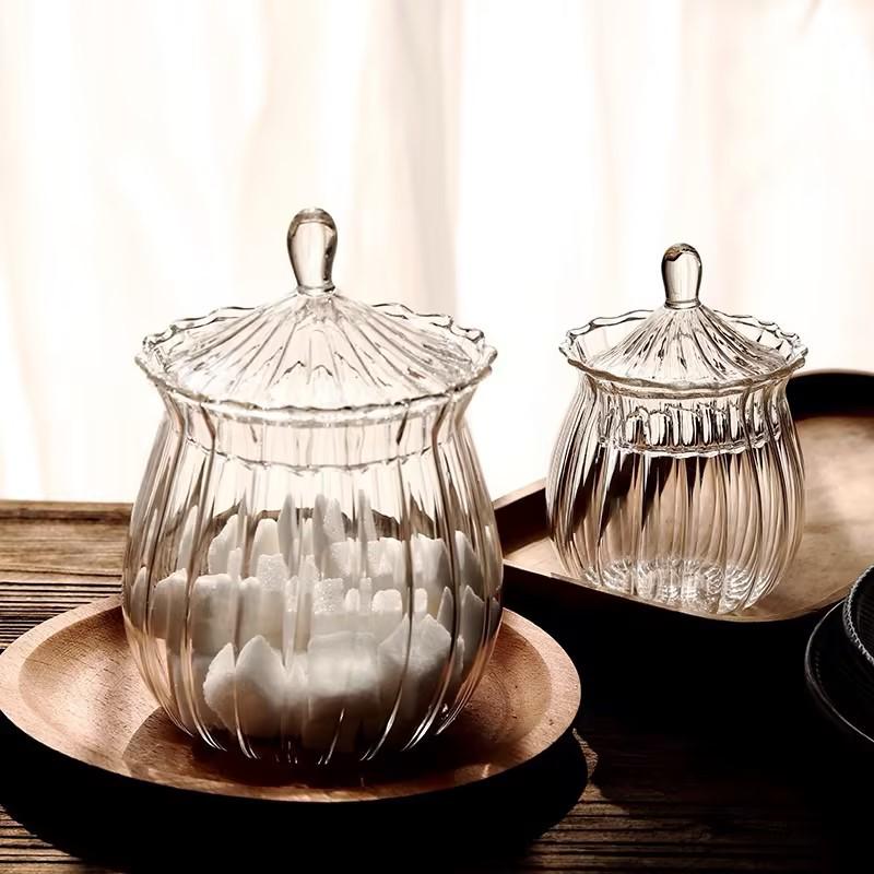 Clear Square Glass Storage Jar for Sugar, Candy, Tea, Coffee Beans, Snacks, and Dried Fruits.