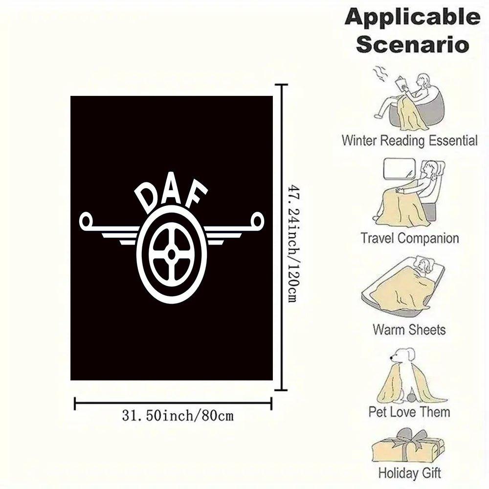DAF Logo Decal Sticker Car Window Bumper Laptop Vinyl WhiteBlanket Flannel Throw Blanket for Sofa, Bed, Travel, Camping, Office, Couch, Chai