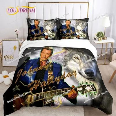 Music Print Duvet Set Johnny Hallyday Polyester Music Bedding Set DIY Fan Gift Pillowcase Bed Duvet Cover Queen Super King Size