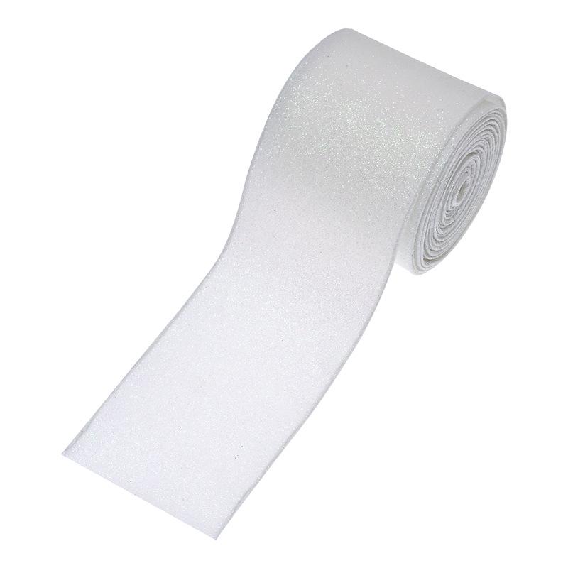 European & American Christmas Tree Decoration: Handmade Shiny Ribbon Flowers, Bows & Blue Iridescent Streamers