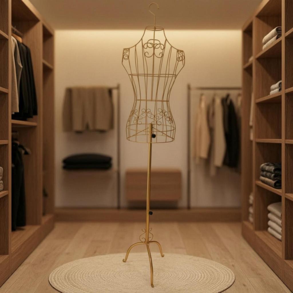 Freestanding Iron-Wire Full-Body Mannequin Display Rack Stable Adjustable-Height