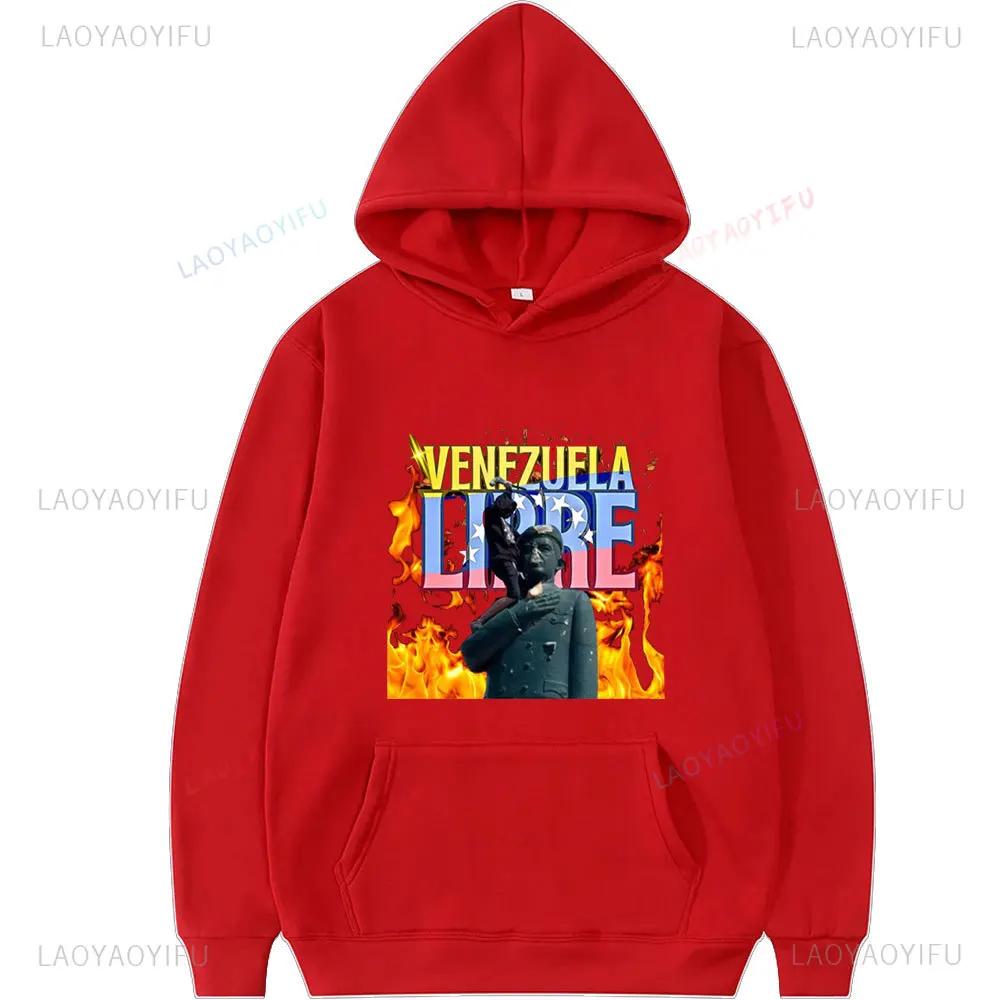 Venezuela Libre Sweatshirt Hasta El Final Con Venezuela Gift for Venezuelans Spring and Autumn Long Sleeve Men Pullovers