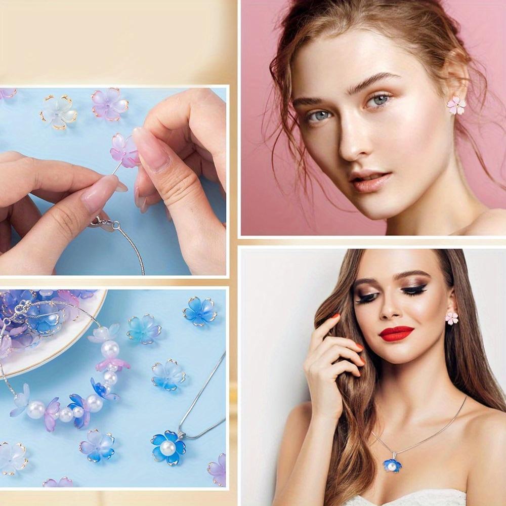 25/55/105pcs Acrylic Cherry Blossom Beads, Flower Shaped Spacer Beads, Five Petal Flower Beads DIY Summer Beach Ankle Bracelet Earrings Keychain