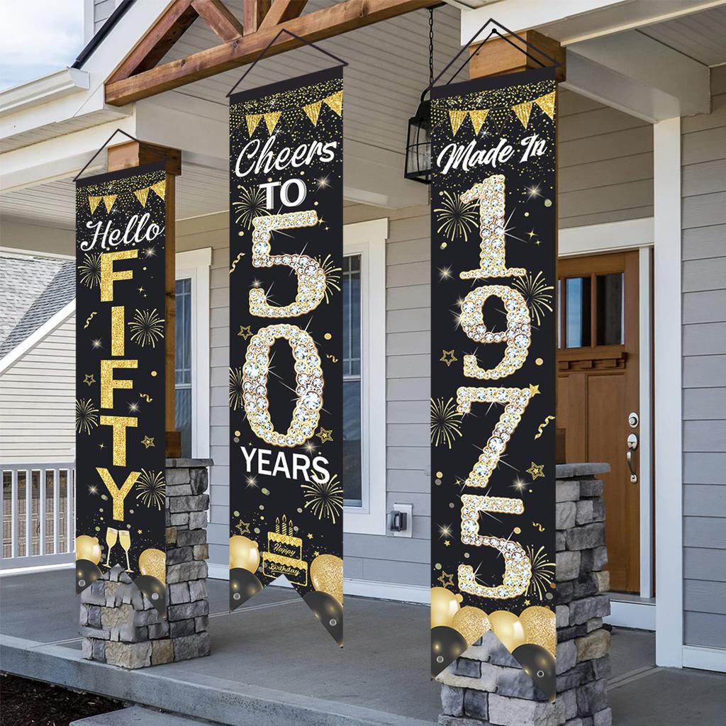 50 Year 1975 Happy Birthday Door Banner 50th Birthday Hanging Banner Birthday Party Decor Adults Women Party Supplies Favors
