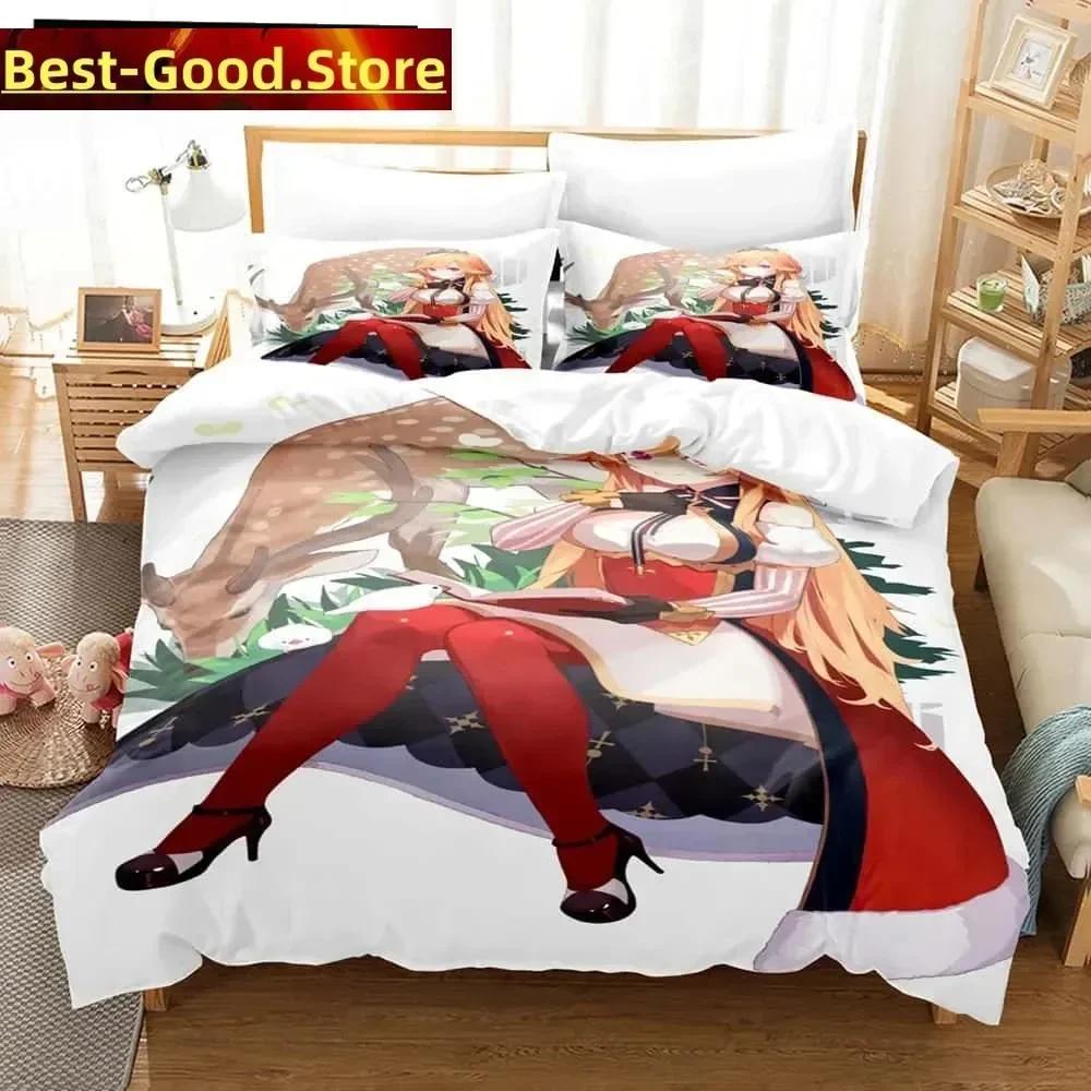 3D Print Anime - Azur Lane Bedding Set Printed Bed Set With Pillowcase Bed Duvet Cover Soft Single Double Queen Super King Size