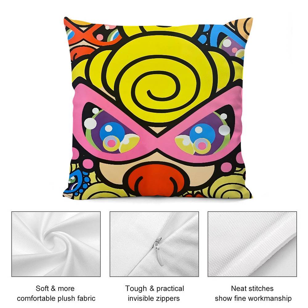 Mode H-Hysteric M-Mini Kissenbezug Kurzer Plüsch Beidseitiger Druck Quadratische Wurfkissenbezüge Sofa Heim Kissen Dekor