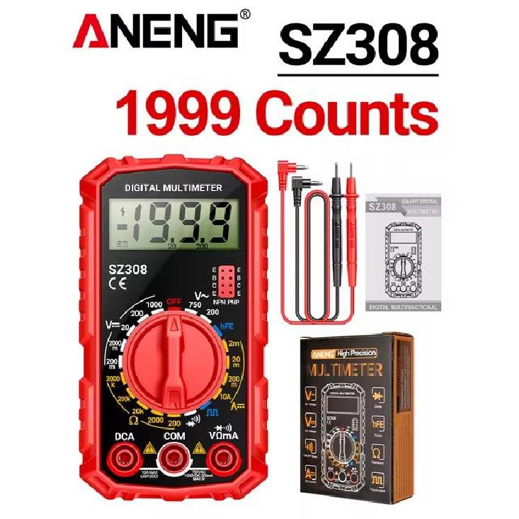 ANENG SZ308 Square Wave Digital Tester 1999 Counts HFE Triode Buzzer Multimeter AC/DC Voltage 10A Current Multimeters Meter Tool 6