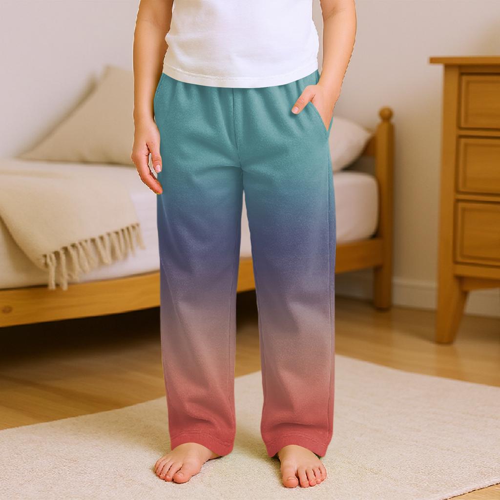 Fashionable Children's Versatile Gradient Print Pocket Casual Pants