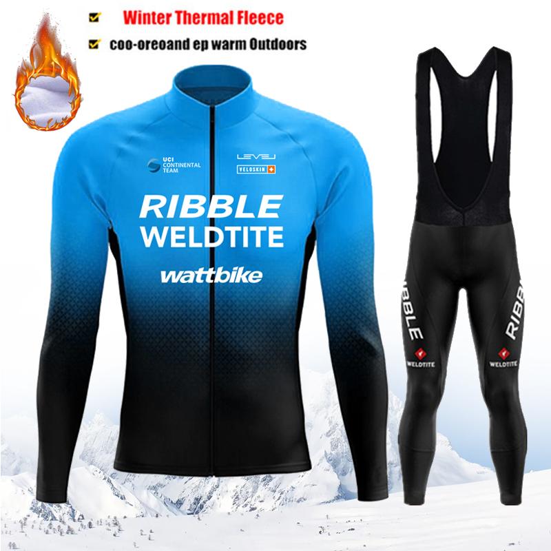 2026 Winter Thermofleece Radtrikot Set Maillot Ropa Ciclismo Warm Halten MTB Fahrradbekleidung Fahrradbekleidung Blaues Radsportset