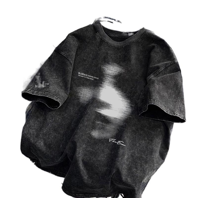 Herr Retro Rebellisk Casual Tvättad T-shirt - Amerikansk High Street Stil