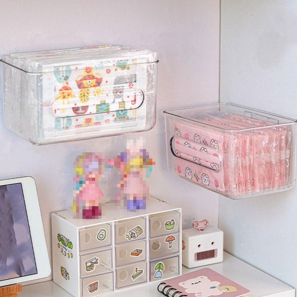 Free-punching Disposable Mask Holder Plastic Tissue Box Simple Mask Box  Home