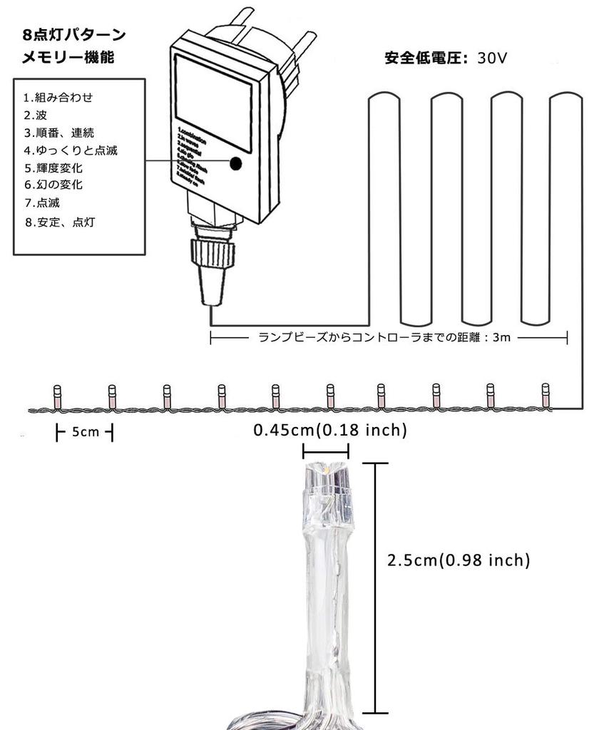 400 LED 23 Meter Transparent 8 Memory Perfect for Indoor and Outdoor Decoration Christmas White Strip, Dual-Color Design, Line, Models, Function,