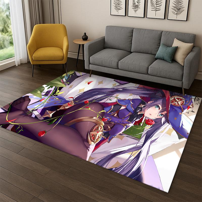 New Genshin Impact Cartoon Game Carpet Rug for Bedroom Living Room Sofa Playroom Doormat Home Decor,Kid Area Rug Non-slip Gift