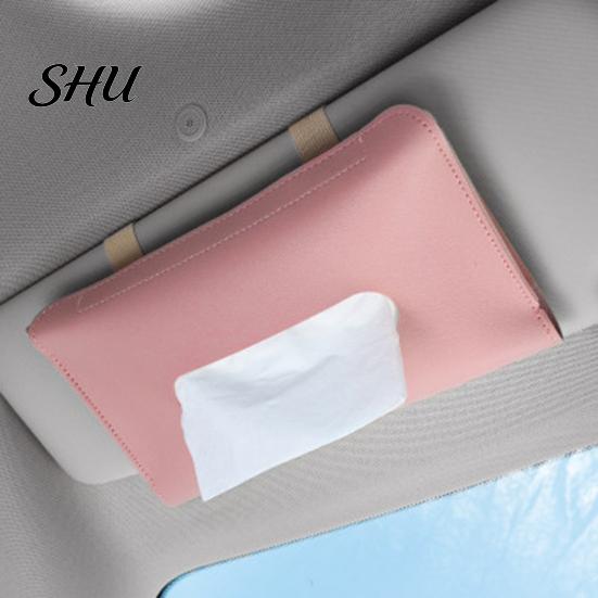 Visor Tissue Dispenser Car Box High Capacity Durable Fine Texture Space-saving Wear-resistant Store Holder Paper Towels Faux Leather Practical for