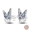 Original Butterfly Hoop Earrings for Women Sparkling Pave Colorful Zircon Blue Pink Purple Heart Wedding Drop Earring