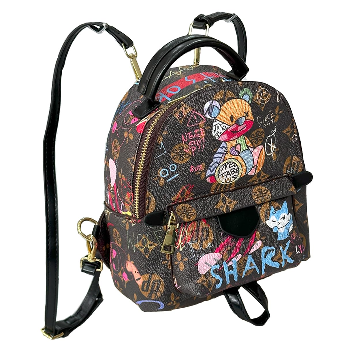 

Bear Commuting to Bear Handbag [DIVA Rose] Women s Backpack, Small, Cute, Rucksack, Backpack, School, Independent, Light, (Coffee) [Item] кавовий