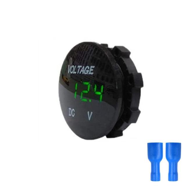 DC 5V-48V LED Mini Round Waterproof Motorboat Motorcycle Panel Digital Voltmeter Tester Monitor Display Voltmeter