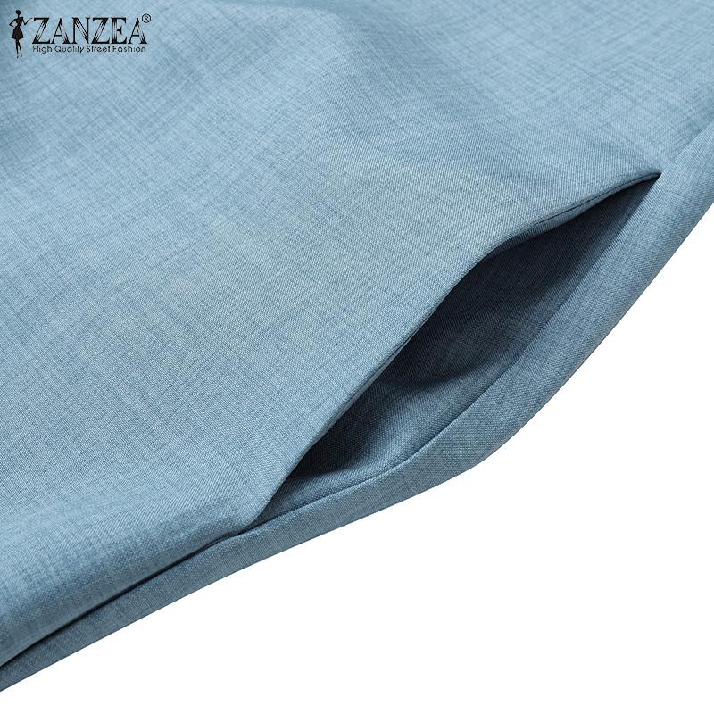 ZANZEA Damska swobodna, letnia sukienka bez rękawów z okrągłym dekoltem