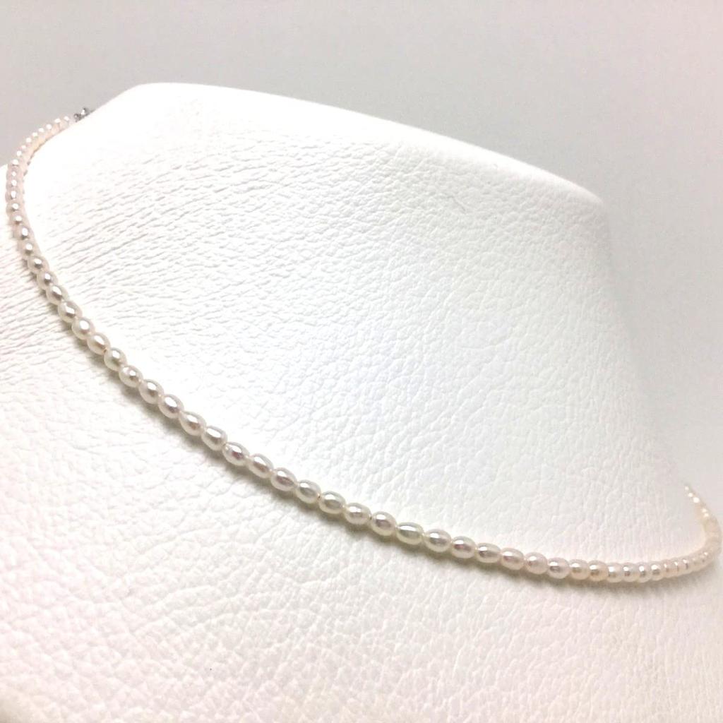 Isowa Pearl (Ise-Shima pearl specialty store) Freshwater pearl necklace 2.5-3.0mm White Silver Adjustable 70246