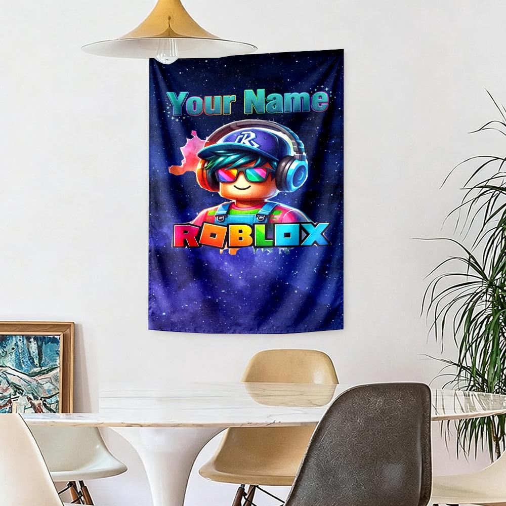 Roblox Customize Your Name Tapestry Aesthetic Wall Tapestry Machine Washable Suitable for Living Room All-Season Use Unique Gift for Family Friends