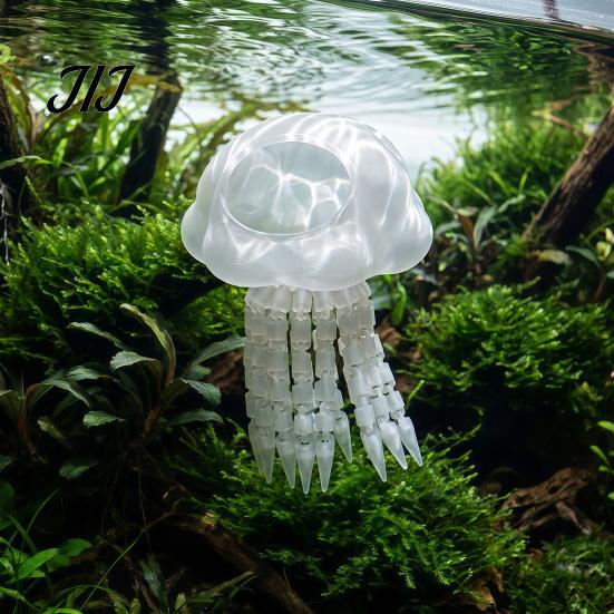 Reduziert Aggression im Tank Aquarium Schwimmende Quallen Versteck, 3D Gedruckte Fische Salzwasser Zubehör Versteck, Dekorative Schutzhöhle für Pleco
