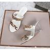 1098 Series Cm Heel Cm Platform Wedge Heel Slippers Shallow Women's Chain Simple Transparent Crystal Shoes LFD