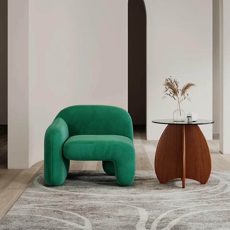 Single Light Luxury Sofa - Modern Art Design, Perfect for Living Room, Balcony & Leisure Areas, Creative Guest Chair Combination