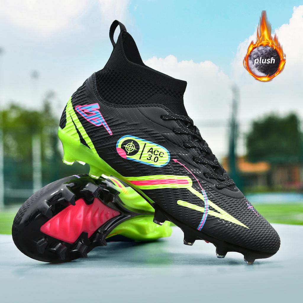 Winter cotton new high-top velvet football tf broken nails lawn AG nails leather foot men's and women's training shoes