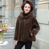 Autumn and winter new imitation mink velvet fur coat women's wide too hooded medium and old imitation mink coat cotton coat large size