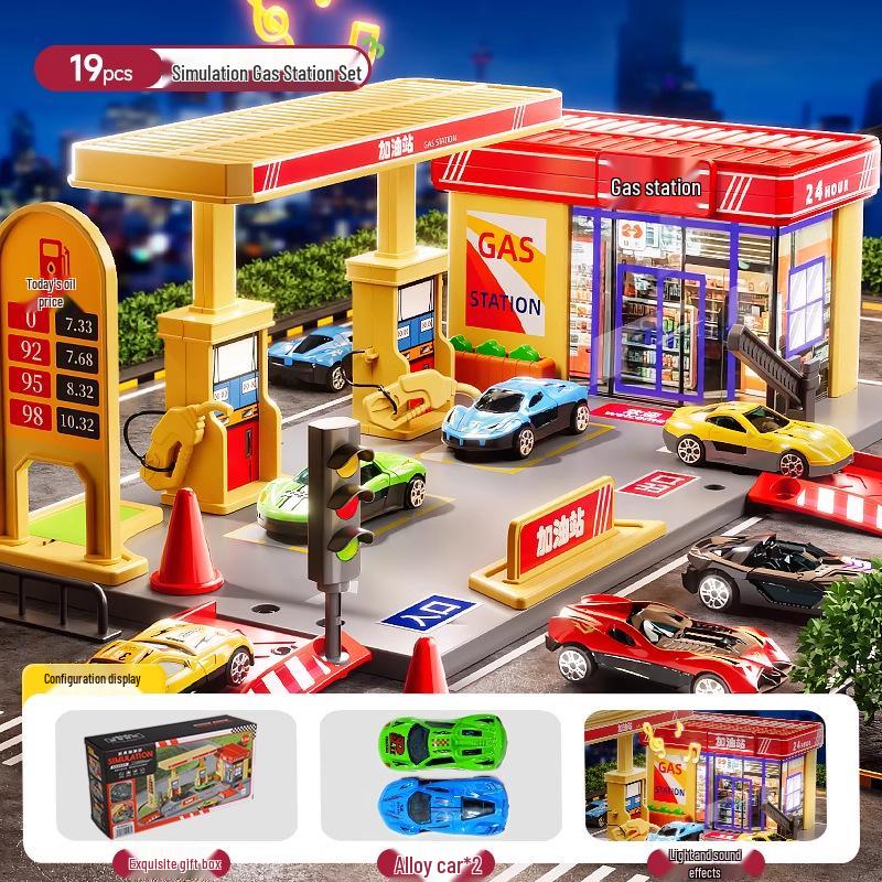 Kids' Pretend Play Gas Station & Convenience Store Toy Set, Ages 3-6, Children's Day Gift