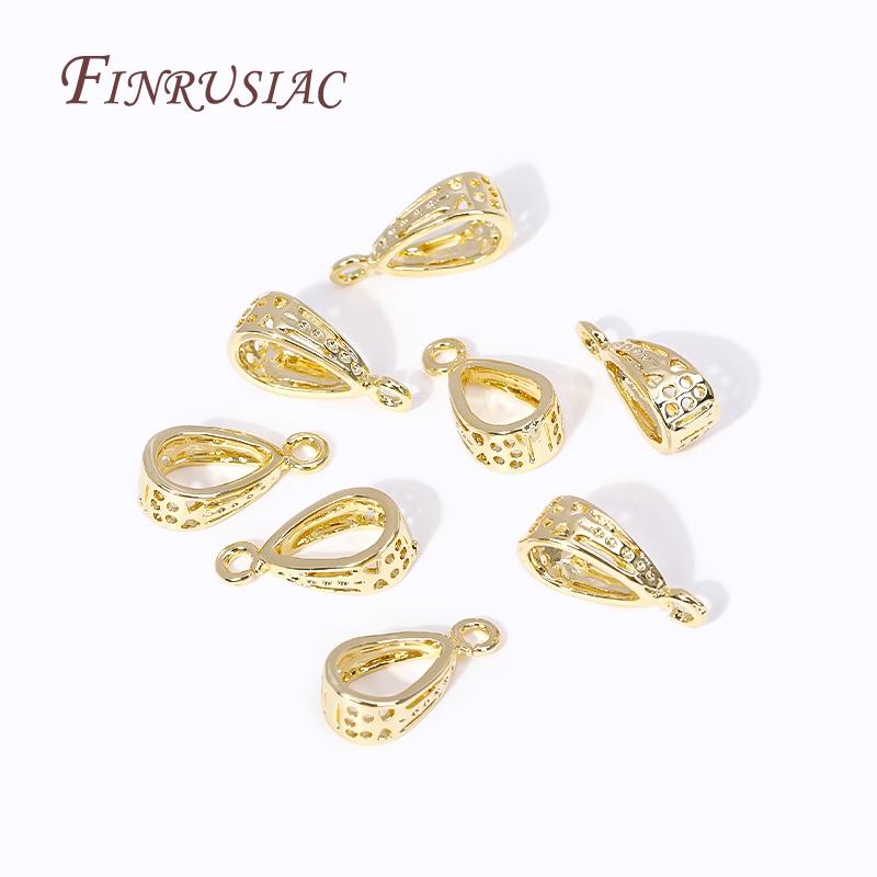 18K Gold Plated Brass Droplet Pendant Bail Connector For Necklaces Bracelets Jewelry Making Supplies, DIY Pearl Pendants