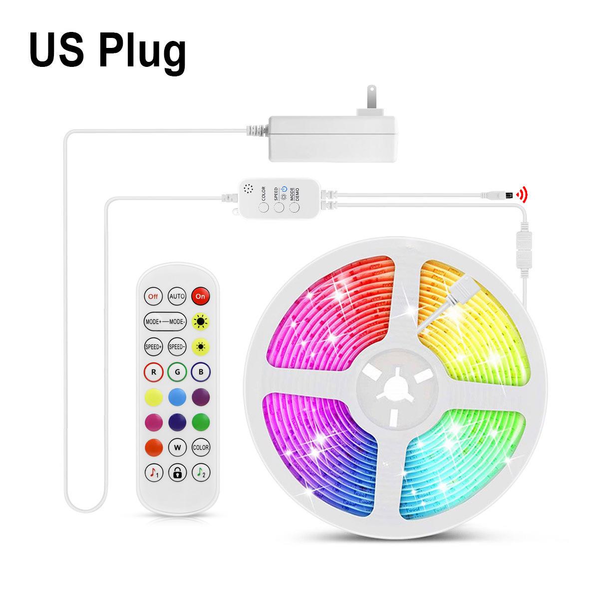 

MALITAI 5-20 м светодиодный набор цветных световых лент 5050 SMD 12 В гибкое освещение светодиодная лента для украшения дома с адаптером ЕС или США 4m-US Plug