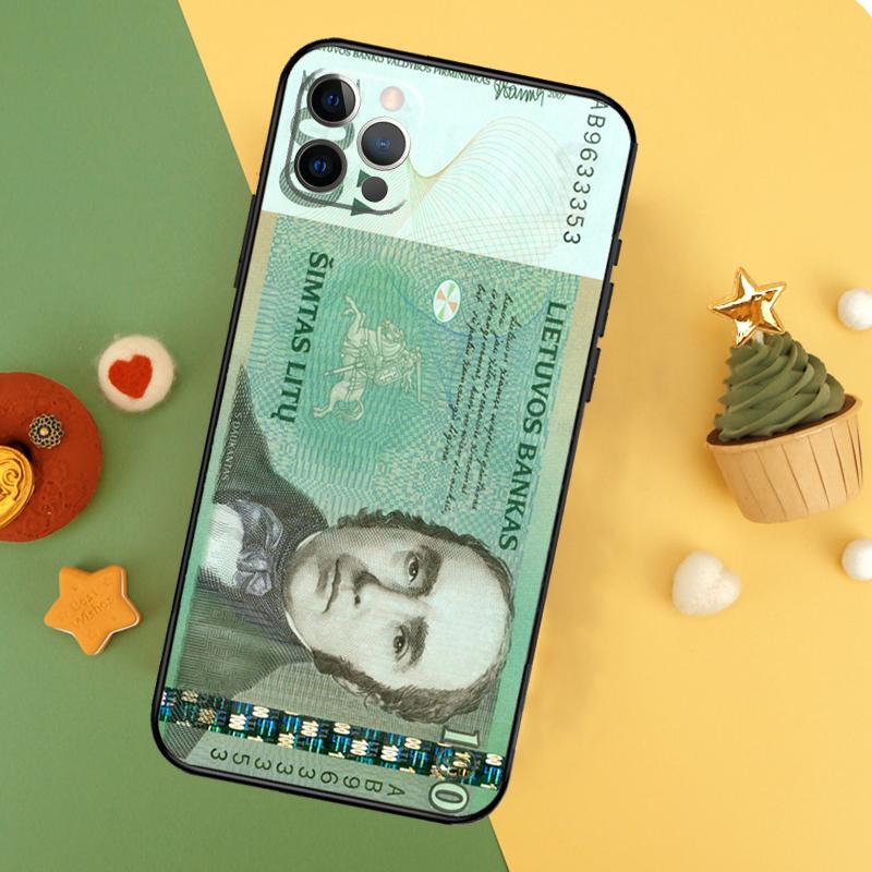Lithuania Litas Money Cover For iPhone 16 15 14 13 12 11 Pro Max Plus Mini 7 8 X XS Max XR Phone Case