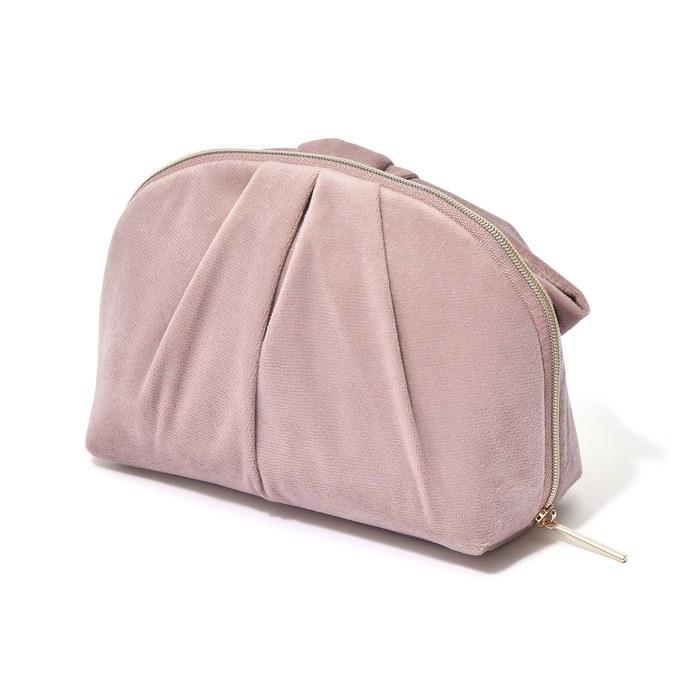 Francfranc Velvet Ribbon Pouch S Pink with Pocket