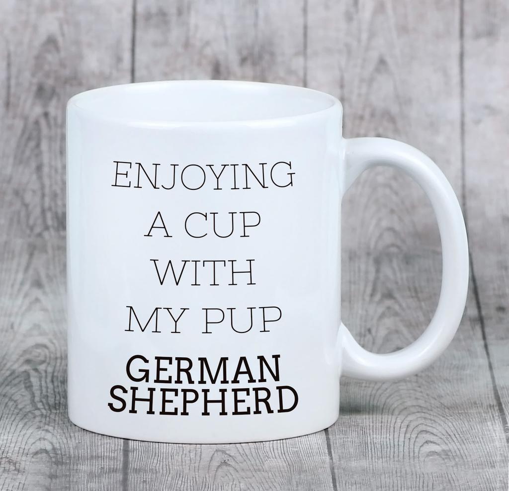 Owczarek Niemiecki, Alsatian I -Kubek Ze Zdjęciem I Napisem Geometryczny Pies Art-Dog