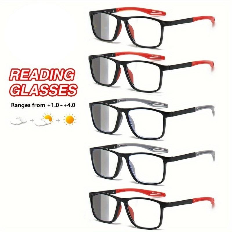 5 Pairs of Fashionable Rectangular Color Changing Reading Glasses High-quality Women's Reading Glasses