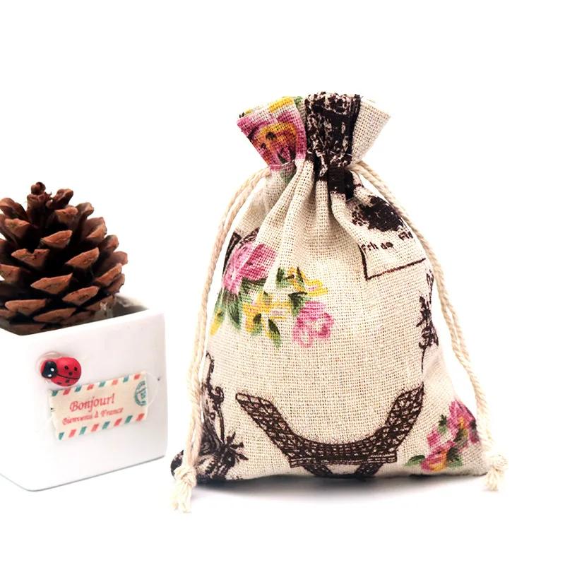 (10x14cm) Cute Cartoon Travel Storage Bag Cotton Drawstring Bag Pouches Candy Favor Holder Jewelry Party Gifts Bag 10pcs/lot