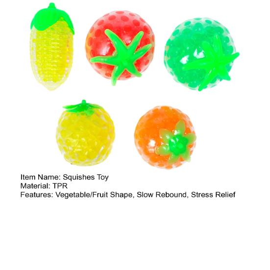 Vegetable Fruit Squishes Toy Slow Rebound Flexible TPR Stress Relief Corn Tomato Orange Squeeze Sensory Fidget Toy Kids Adults Birthday Gift