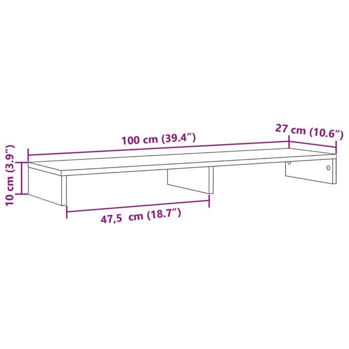 VidaXL Concrete Grey Monitor Stand 100x27x10 Cm Engineered Wood, Monitor Riser for Desk, Monitor Shelf, 854655