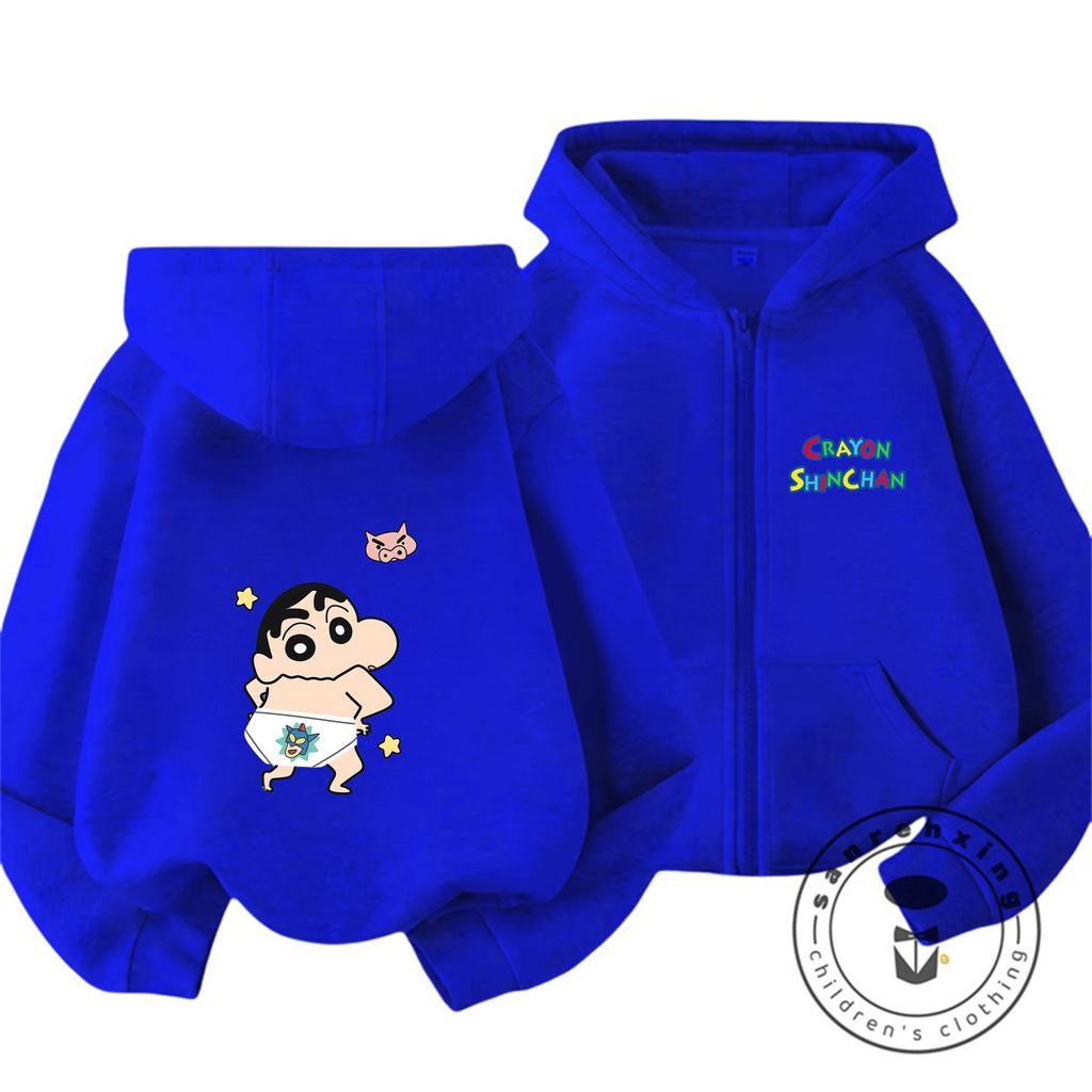Winter Zipper Hooded Sweatshirt Kawaii Trendy Design Kids Street Fashion Crayon Shin Chan Boys Girls 3 14 Years
